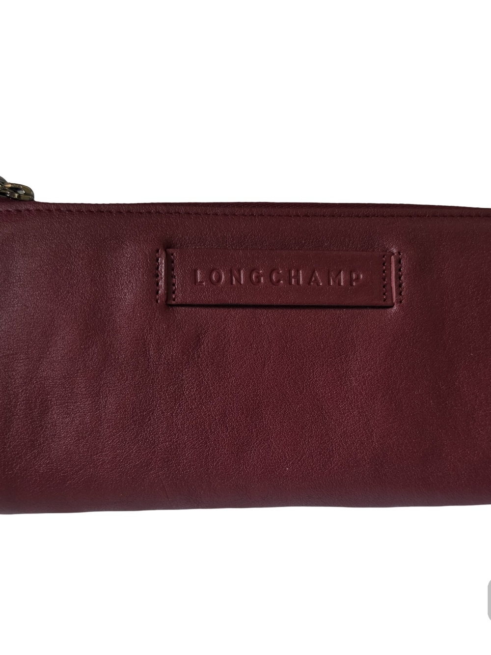 Longchamp Burgundy Leather Zip Wallet